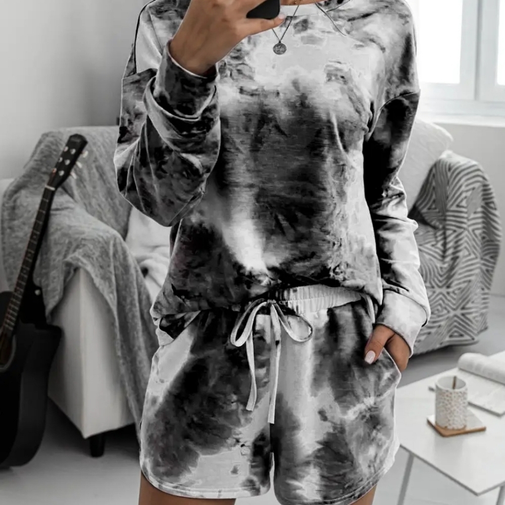 2PC SET B&W  tie die shorts outfit set LOUNGE SET Butter soft!!